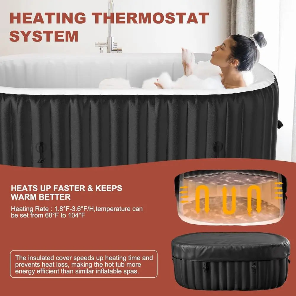 Inflatable Oval Hot Tub With 100 Bubble Jets And Heater