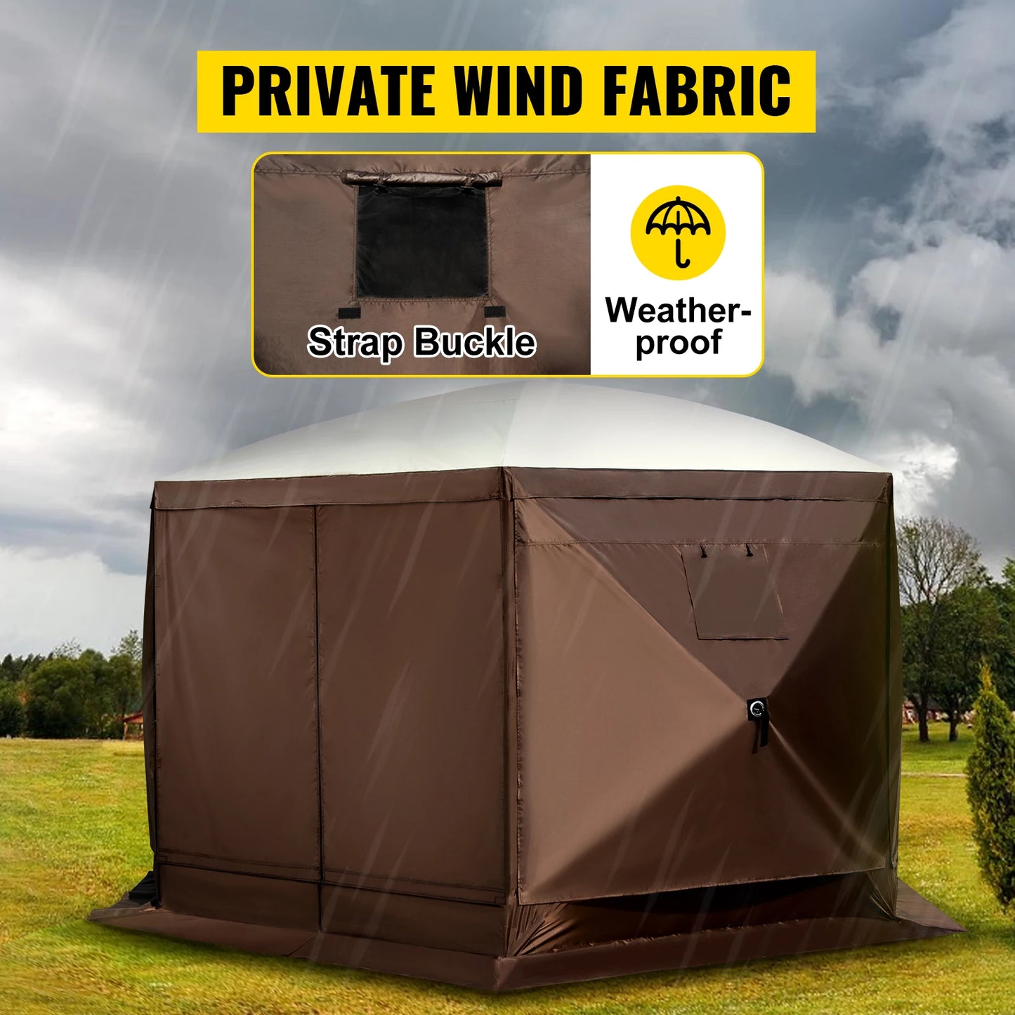 SucceBuy Pop Up Camping Gazebo Canopy Shelter Six Sided Sun Shade Tent Outdoor Use