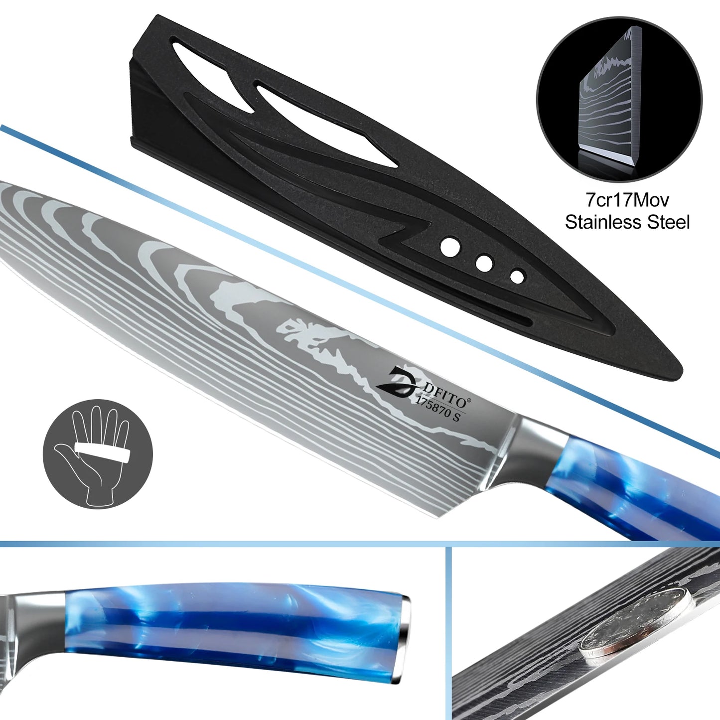 ZENG Chef Knife Set Kitchen Knives Santoku With Cover