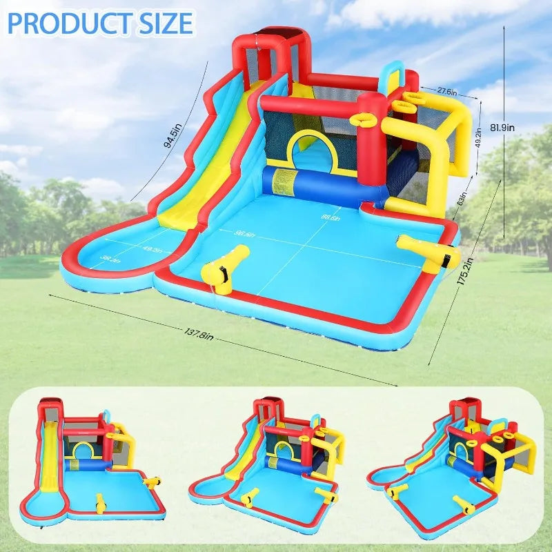 Inflatable Water Slide Castle With Splash Pool For Kids