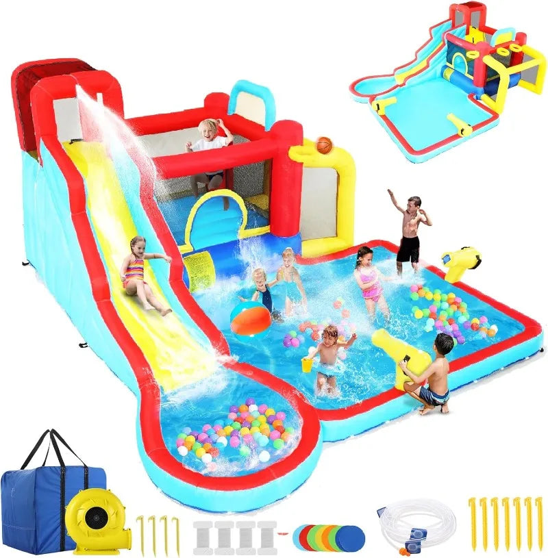 Inflatable Water Slide Castle With Splash Pool For Kids