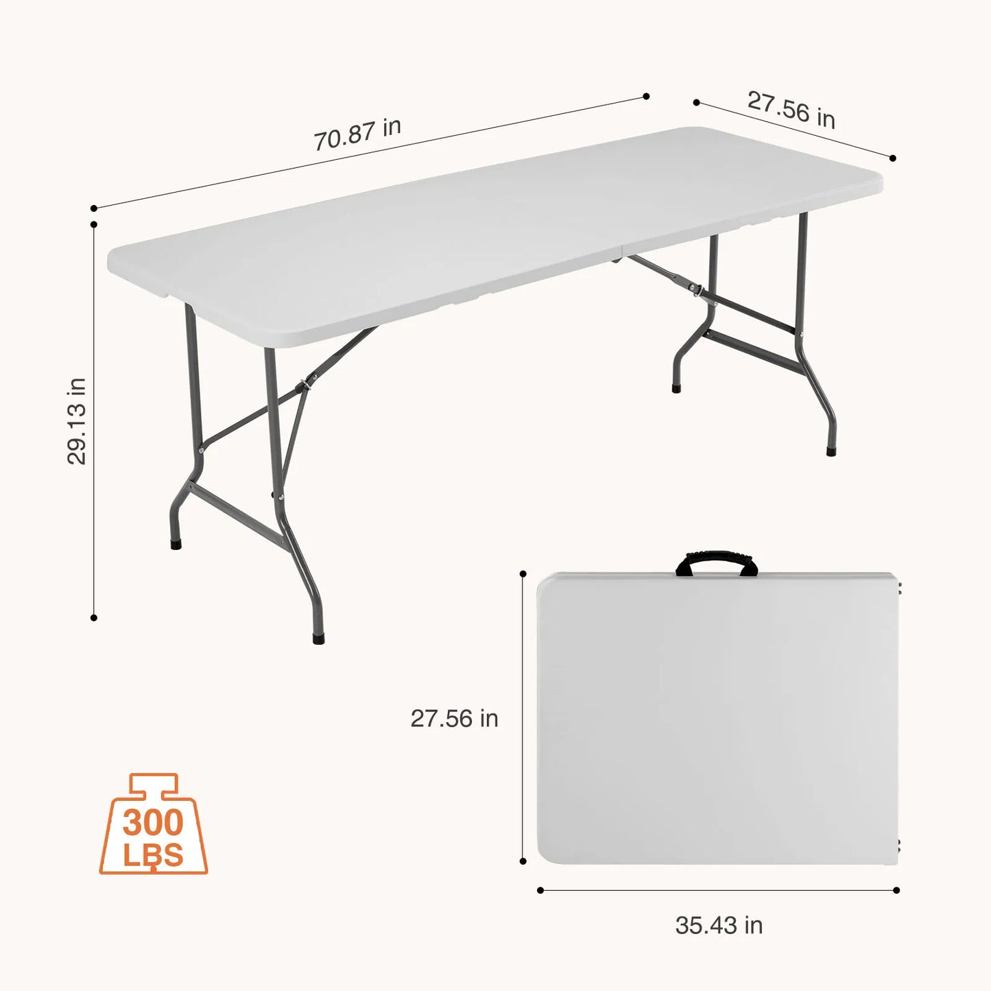 JHK Portable Folding Outdoor Table Heavy Duty With Carrying Handle