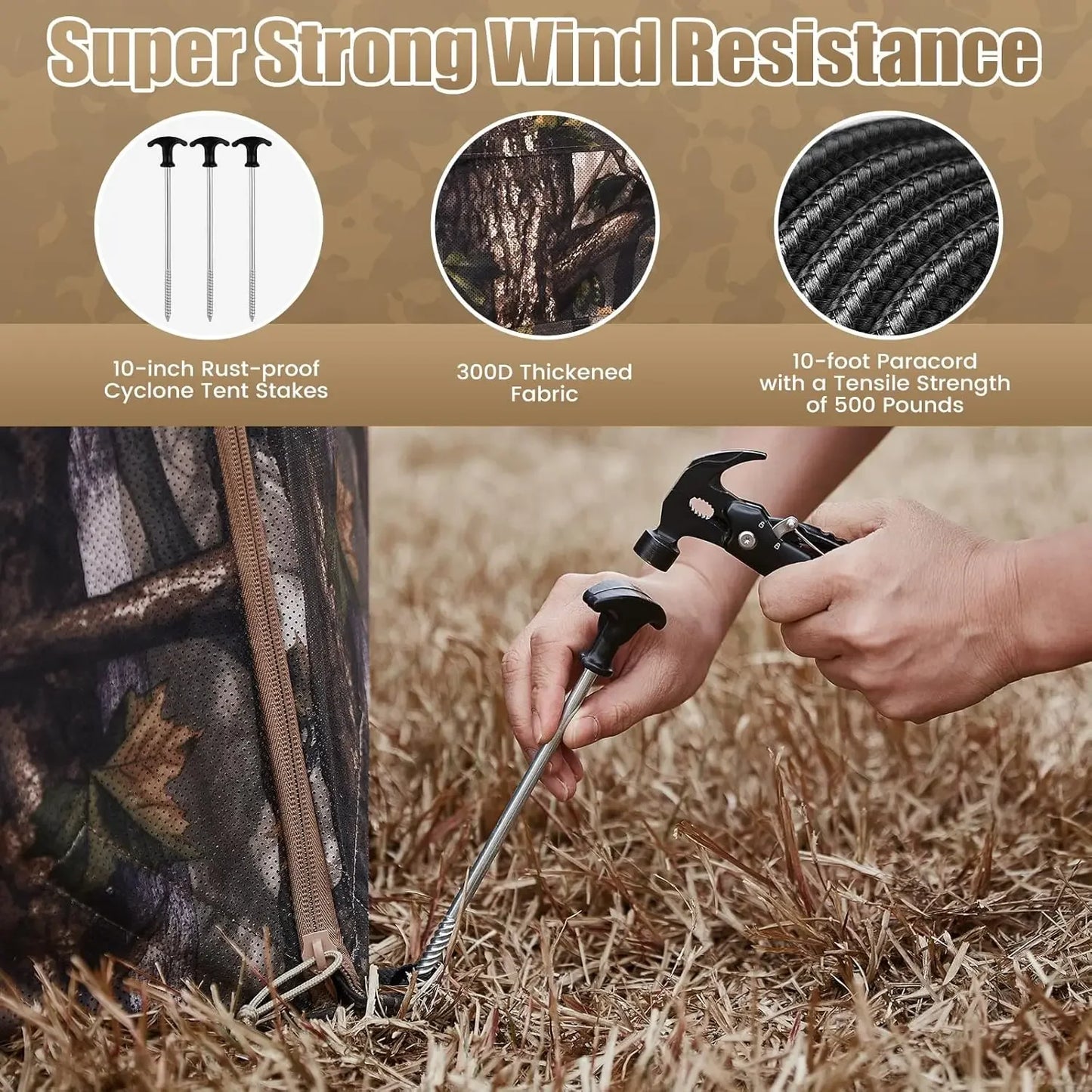 Hign-concerned Hunting Blind 300D See Through Ground Blind With Carrying Bag For 2 3 4 Person Pop Up Deer Blind Portable