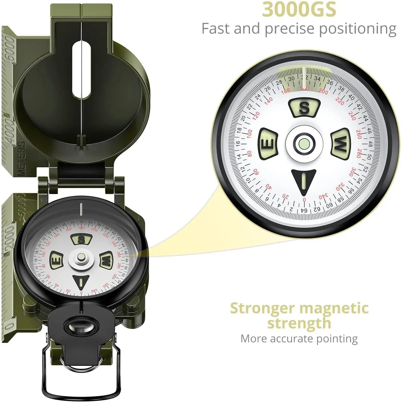 Carrying Military Compass With Clinometer Waterproof Lensatic