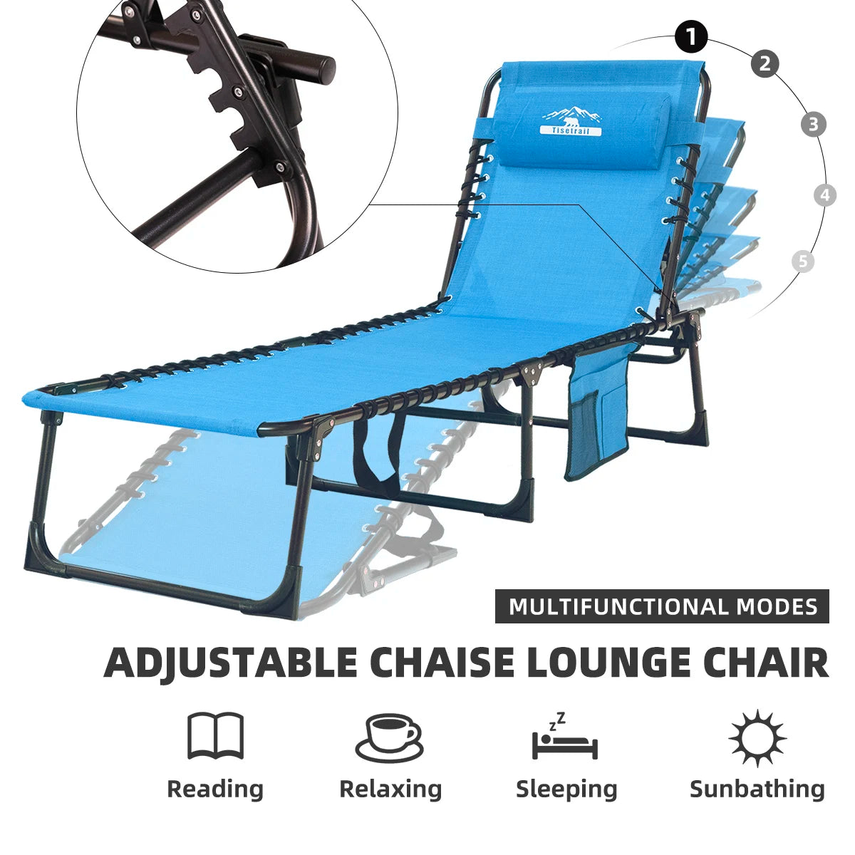 Tisetrail 2Pack Folding Chaise Lounges Sun Lounger Set