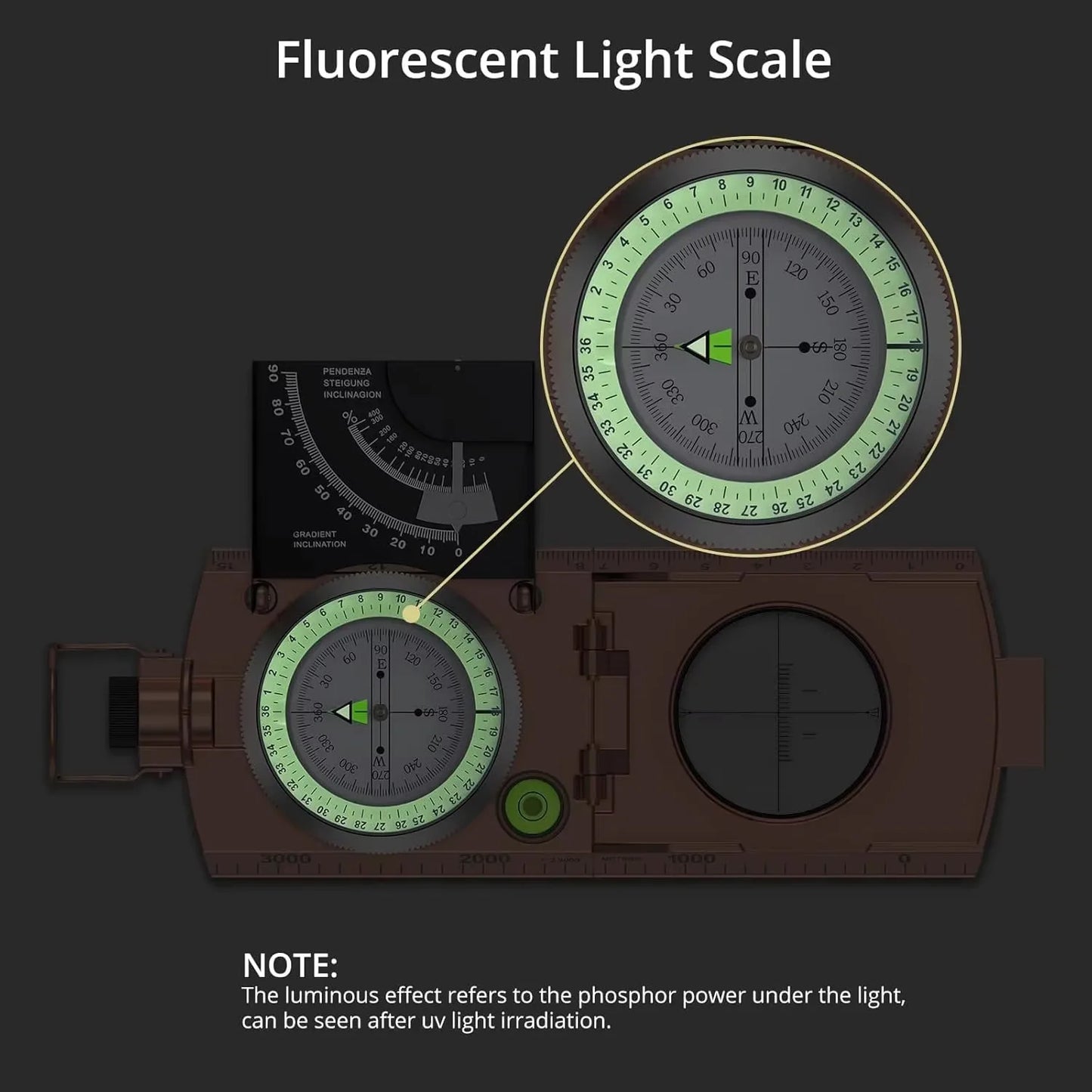 Carrying Lensatic IP65 Waterproof Compass Clinometer