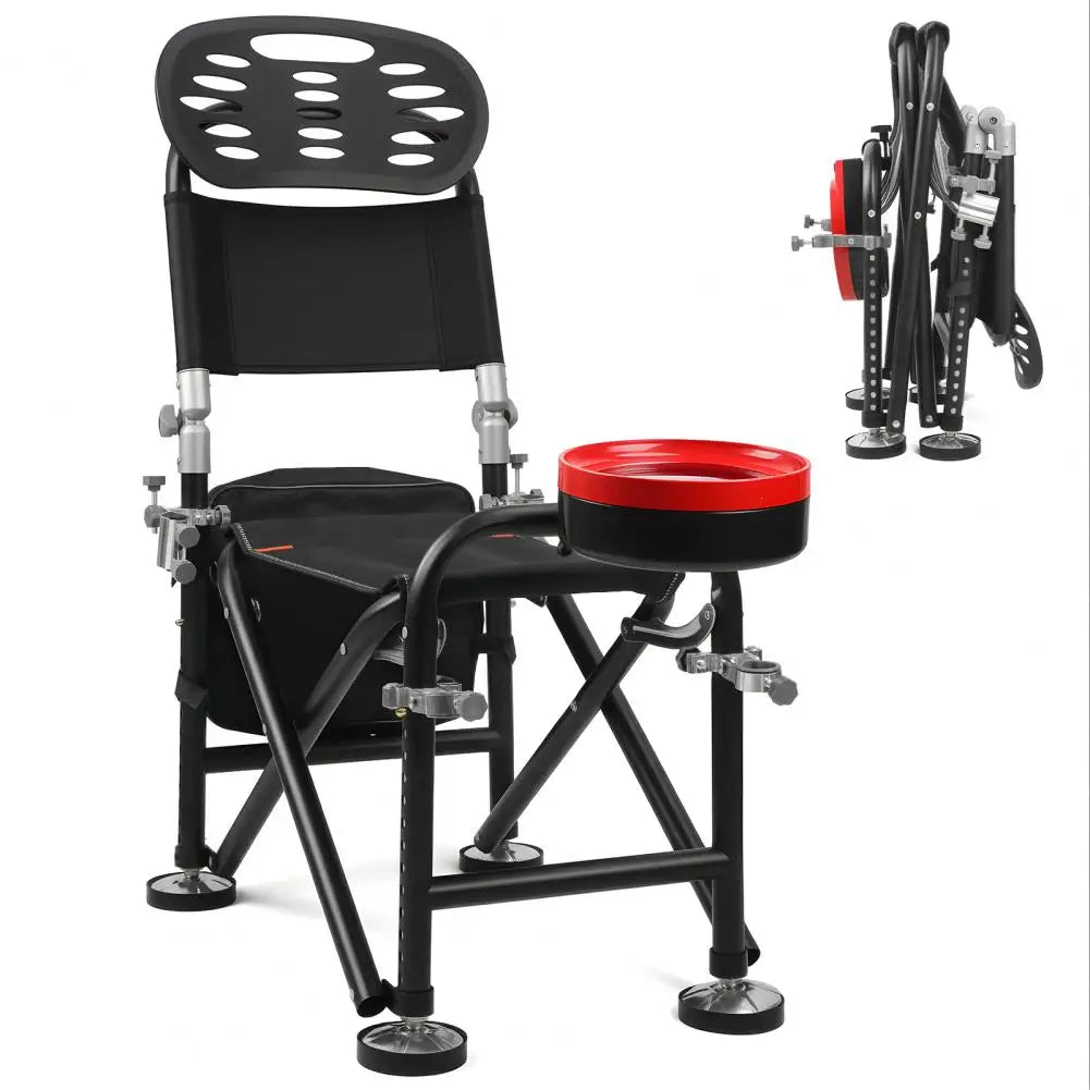 Fold Rise Fall Fishing Chair With Backrest Rod Holder