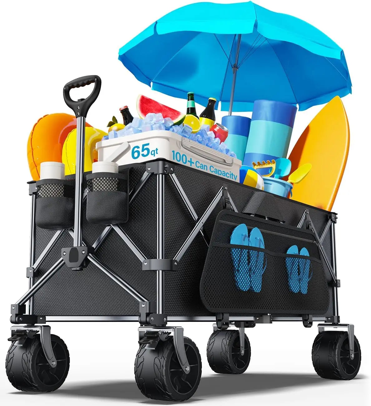 Heavy Duty Collapsible Wagon Cart 440 Lb Load Foldable Beach Garden