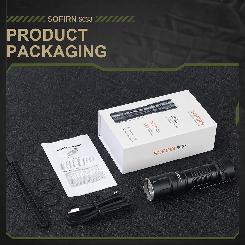 Sofirn SC33 XHP70 3 HI LED Flashlight 5200lm USB C Torch