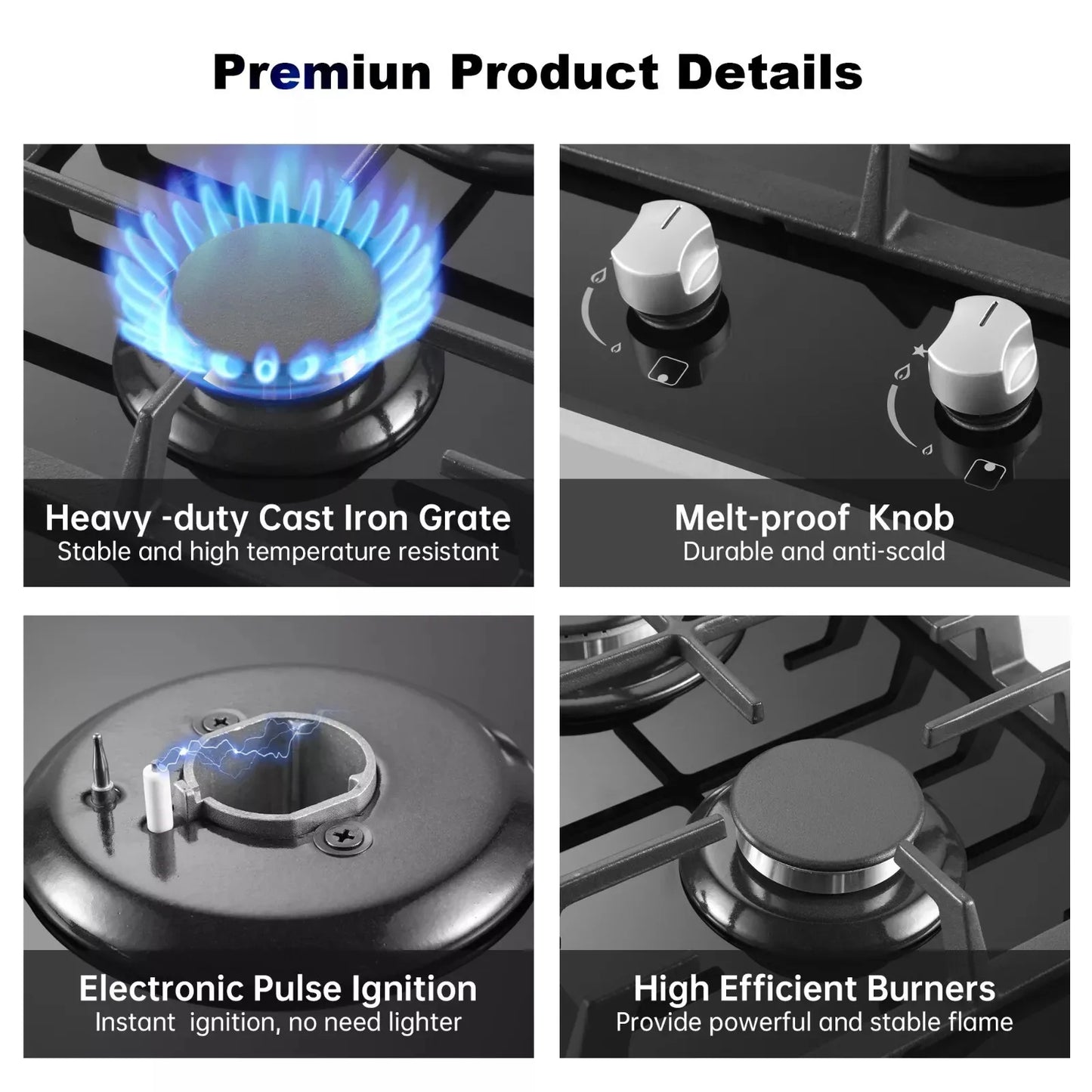 Tieasy Built In Dual Fuel Gas Cooktop With Thermocouple Protection