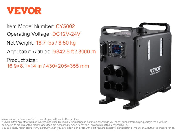 SucceBuy 8KW Diesel Air Heater 12V 24V Bluetooth Remote