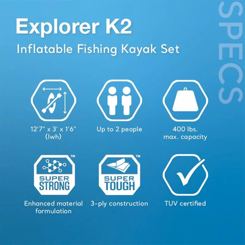 Excursion Pro K2 Inflatable Kayak Set With Deluxe Paddles