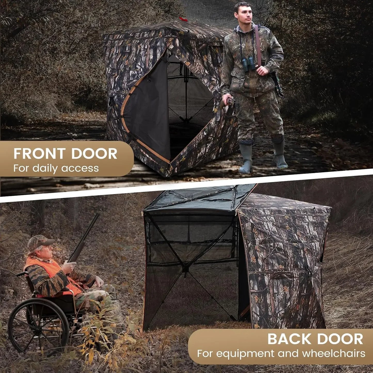 Hign-concerned Hunting Blind 300D See Through Ground Blind With Carrying Bag For 2 3 4 Person Pop Up Deer Blind Portable