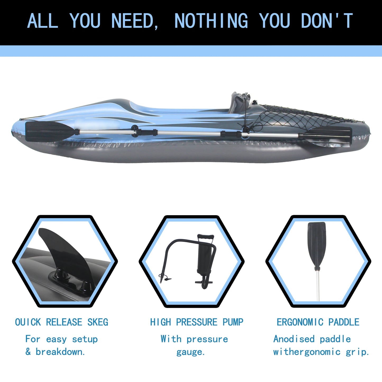 HHSJZWCY Inflatable One Person Kayak for Lakes and Rivers With Paddles