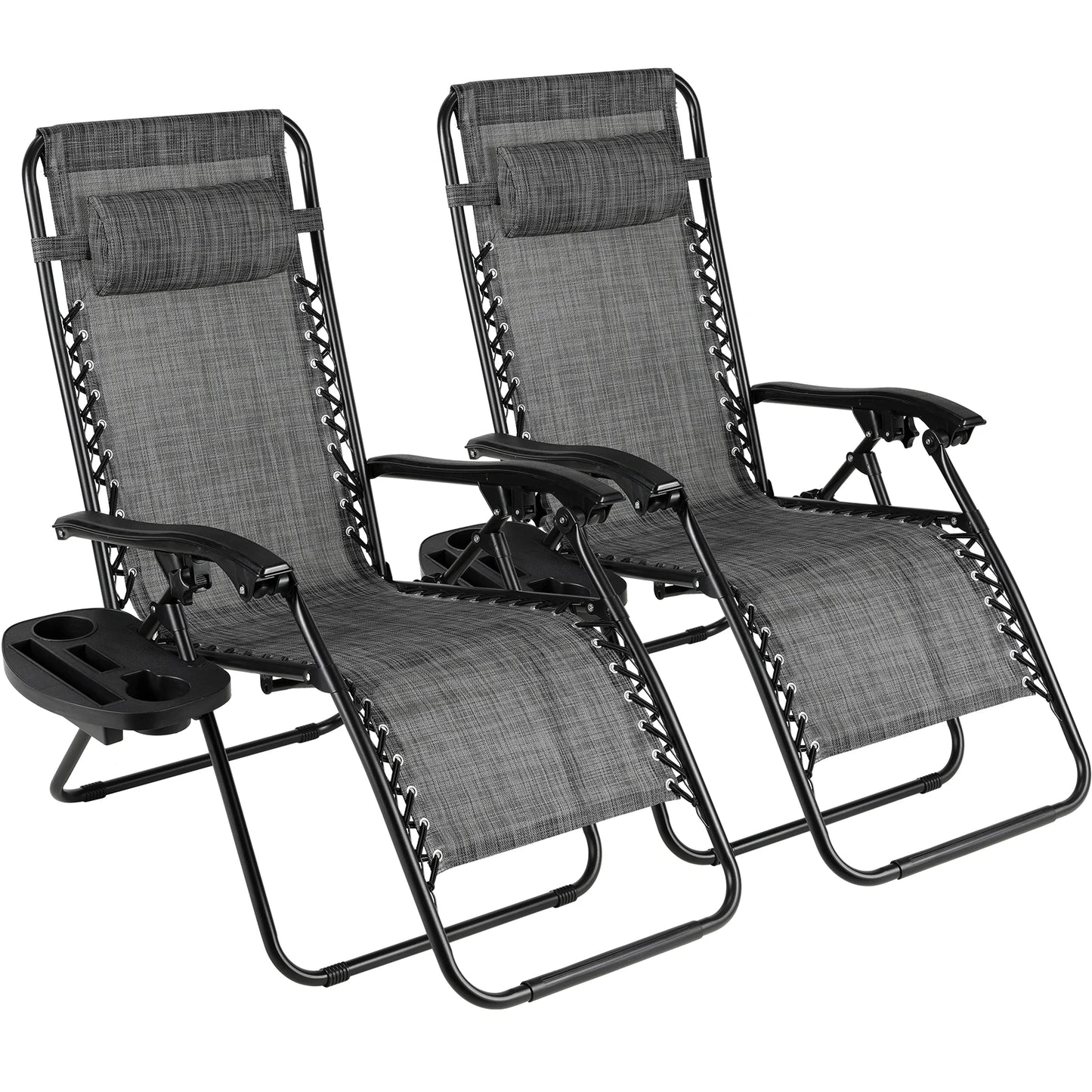 Folded Outdoor Foldable Zero Gravity Chairs With Cup Holders