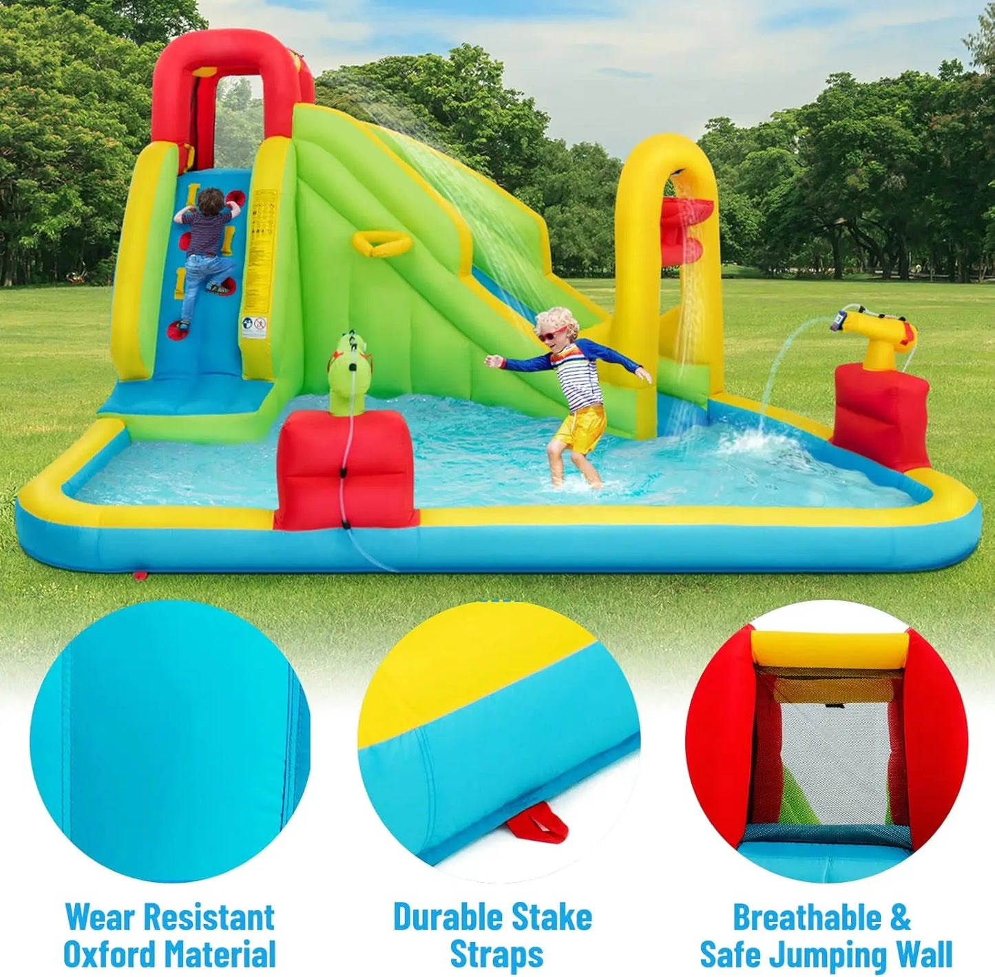 Hign-concerned Inflatable Water Slide 7-In-1 Backyard Park