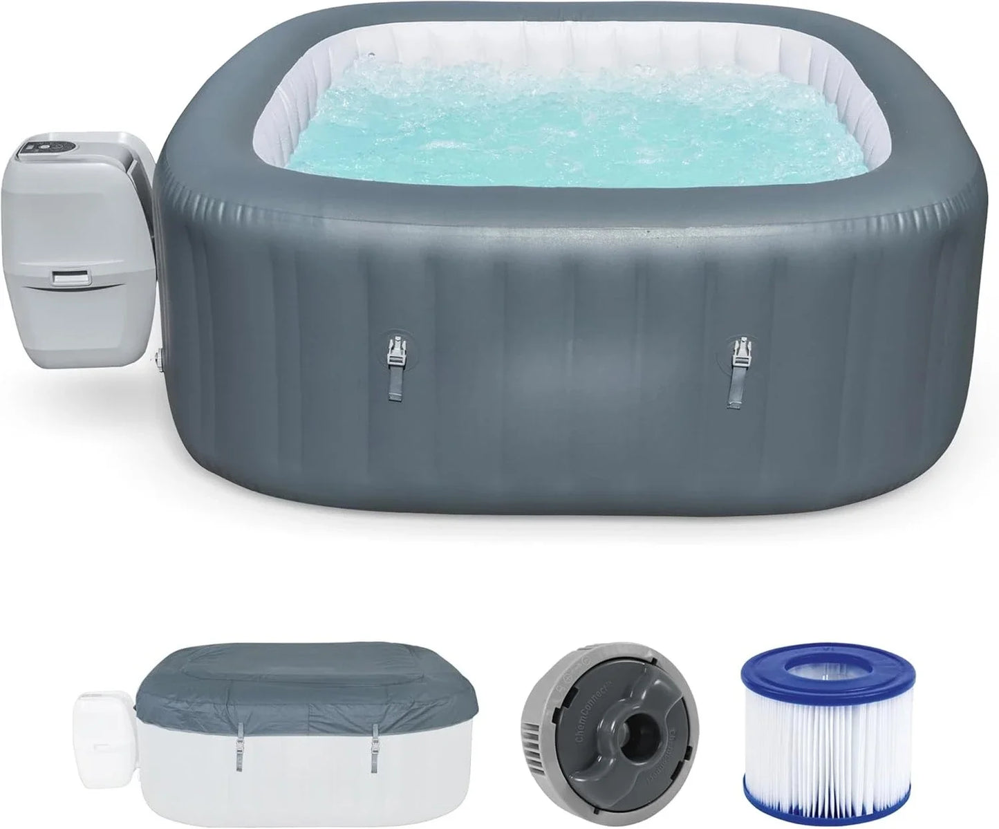 XMSJ SaluSpa AirJet Inflatable Hot Tub Square Portable Outdoor Spa