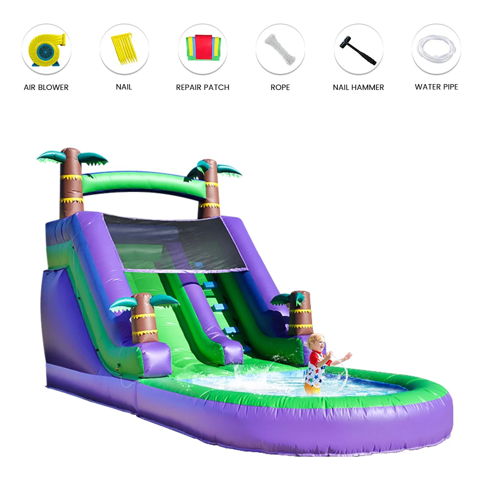 RTS Inflatable PVC Bounce House Tropical Water Slide