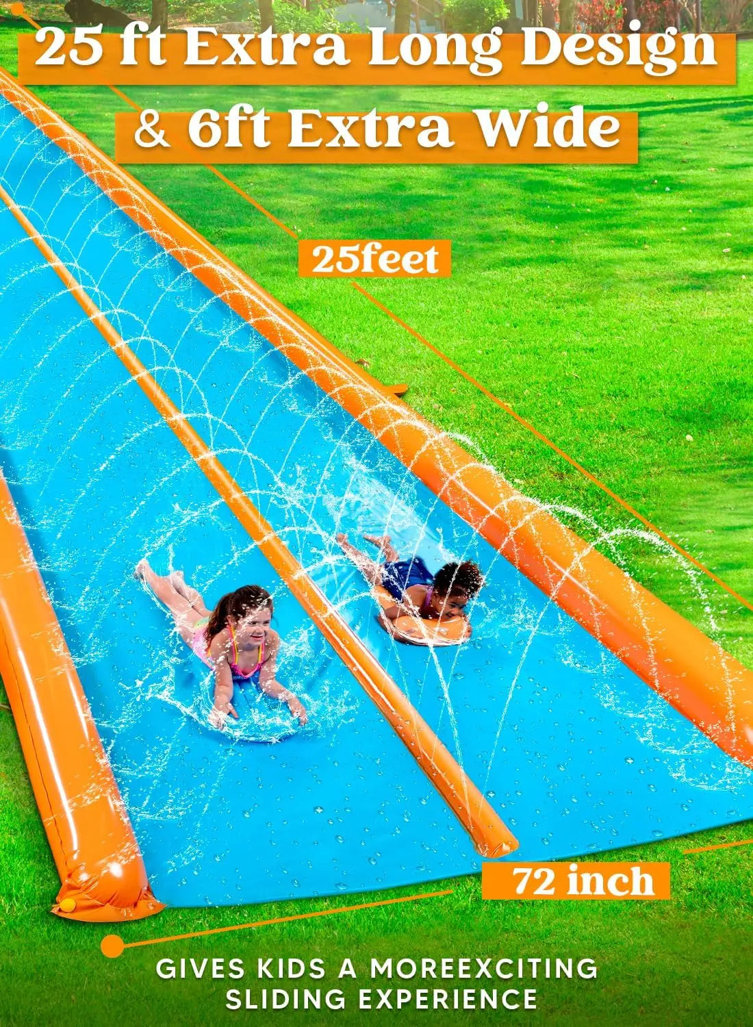 Hign-concerned Double Lane Water Slide With Sprinkler
