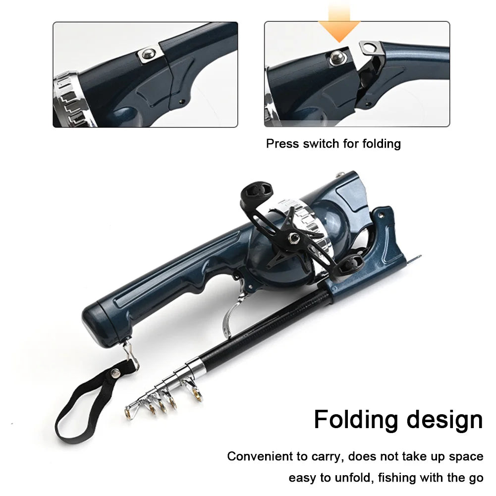 APWIKOGER UltraCompactFoldable Telescopic Fishing Rod With Integrated Reel Carbon Fiber