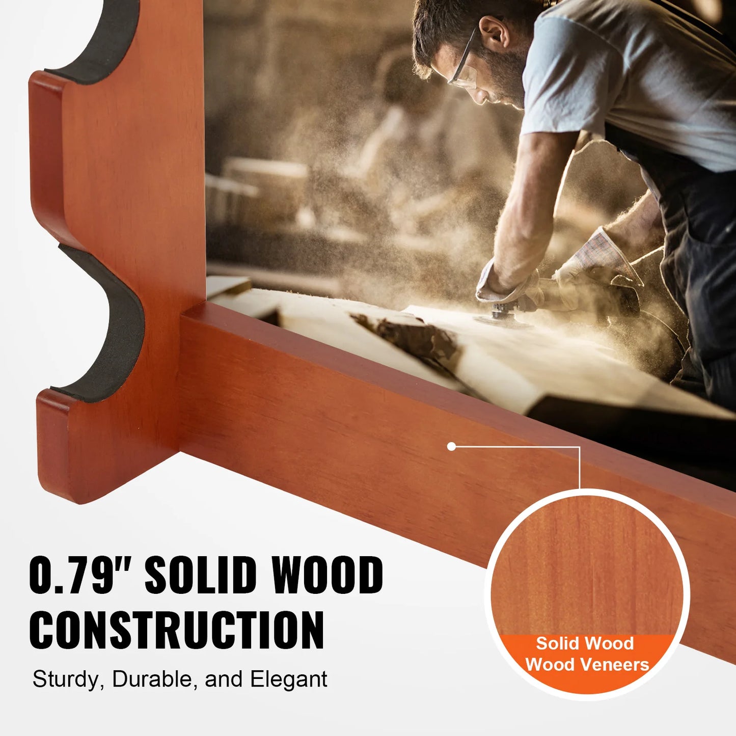 VEVOR Wall Mounted Wood Gun Rack For 5 Guns Padding