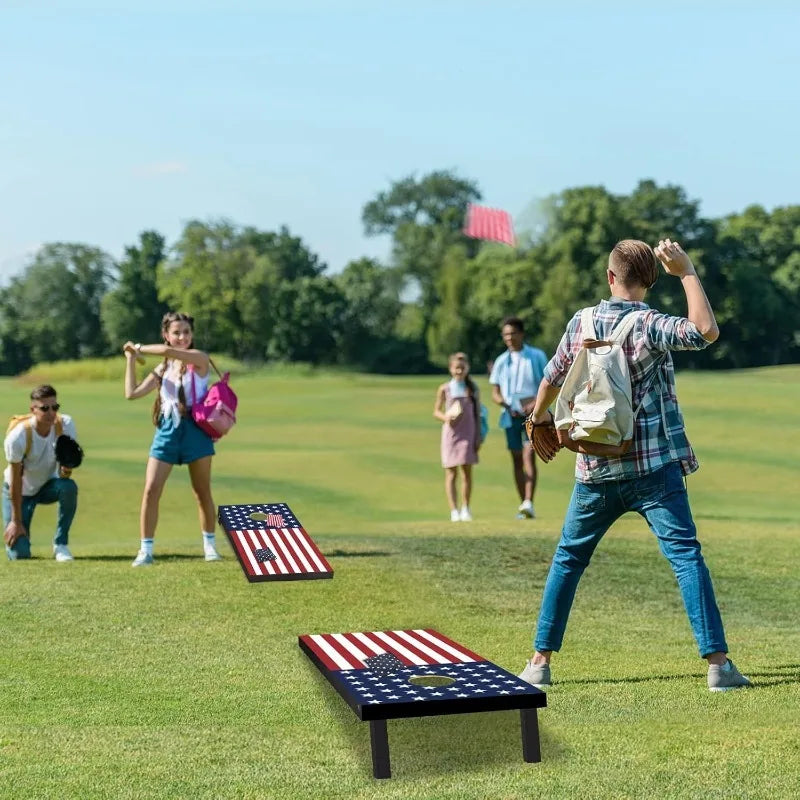 Wood Cornhole Boards Set With Carry Case And 8 Bean Bags For Indoor And Outdoor Use