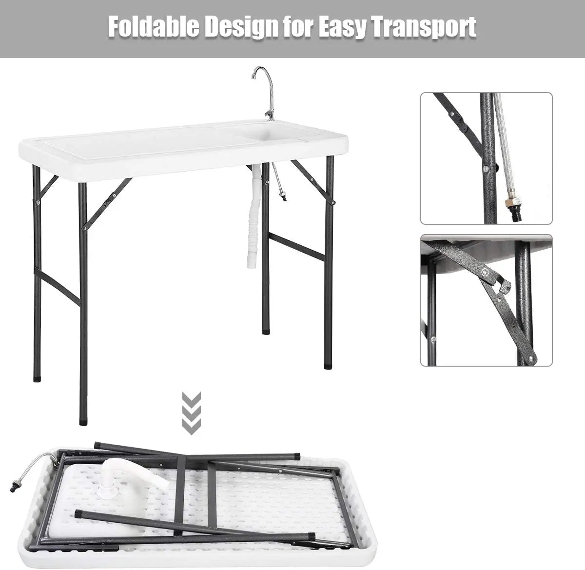 Hign-concerned Portable Fish Cleaning Table With Sink