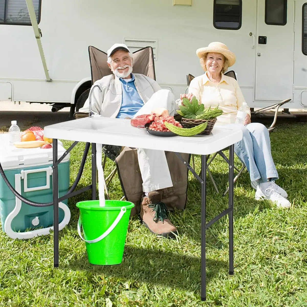 Hign-concerned Portable Fish Cleaning Table With Sink