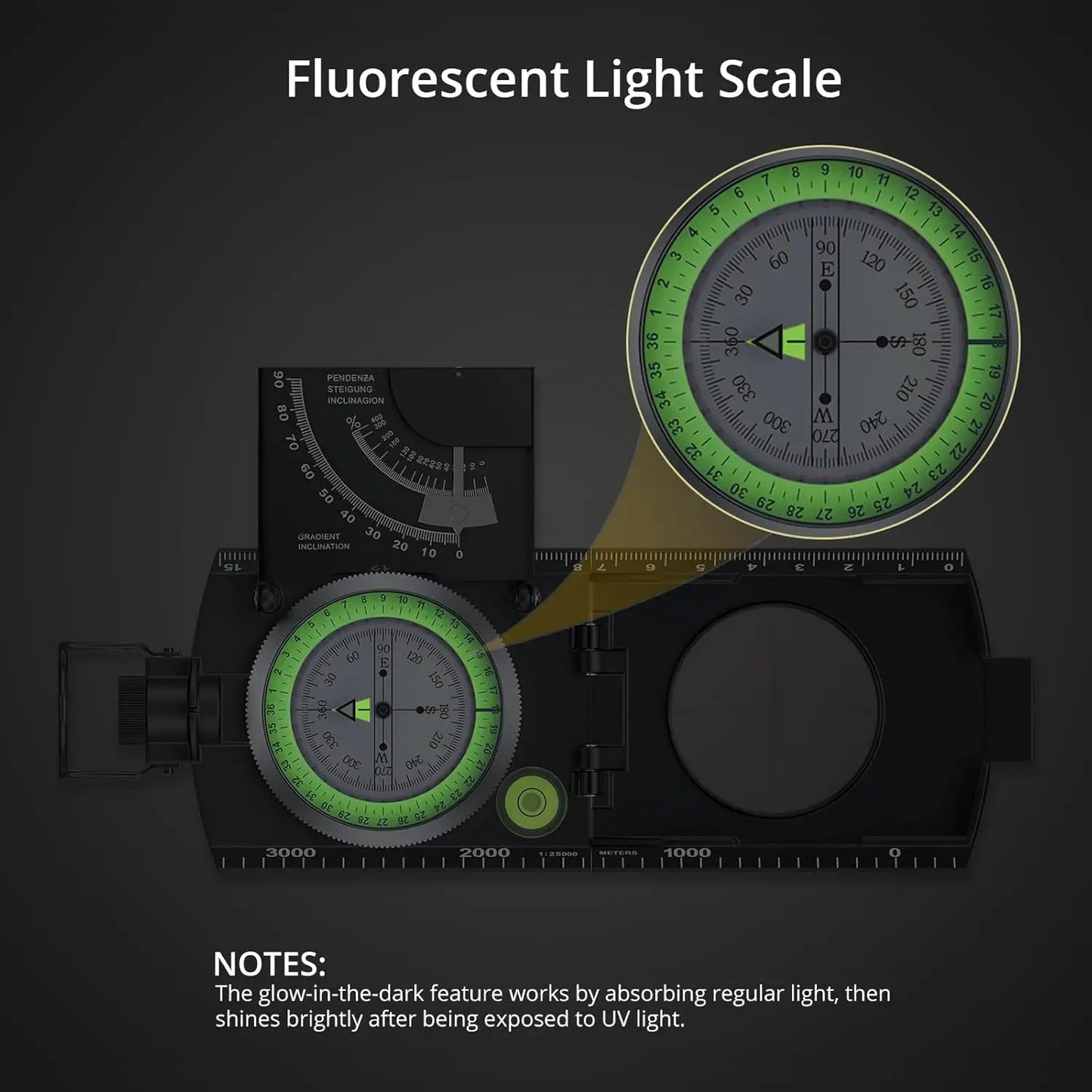 A Clinometer Compass Survival IP65 Waterproof Navigation