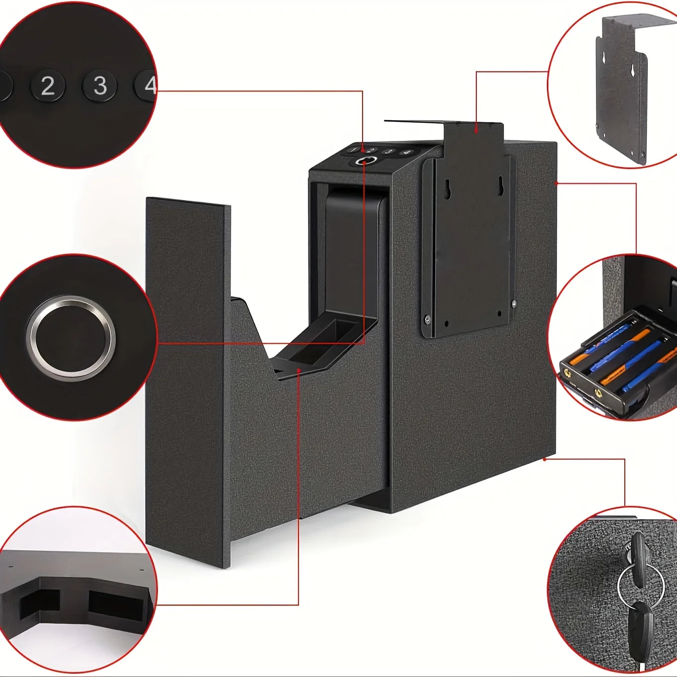Biometric Nightstand Handgun Safe With Auto Sliding Door