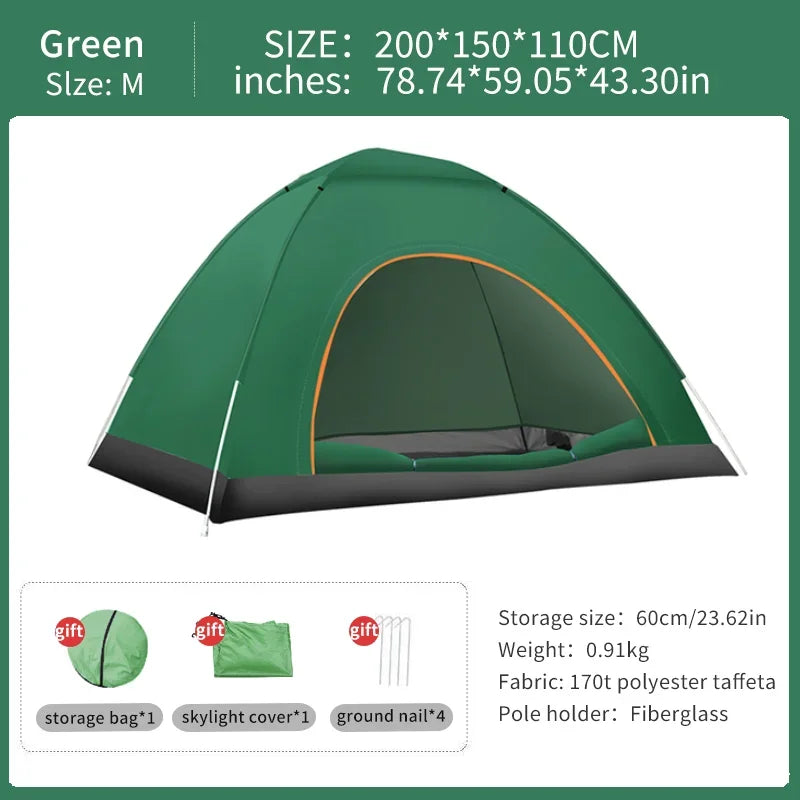 Building Outdoor Pop Up Tent Waterproof Automatic Opening Camping Sun Shelter Lightweight