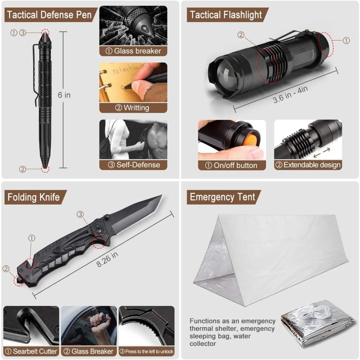 Hign-Concerned 238Pcs Emergency Survival Kit Tactical Molle