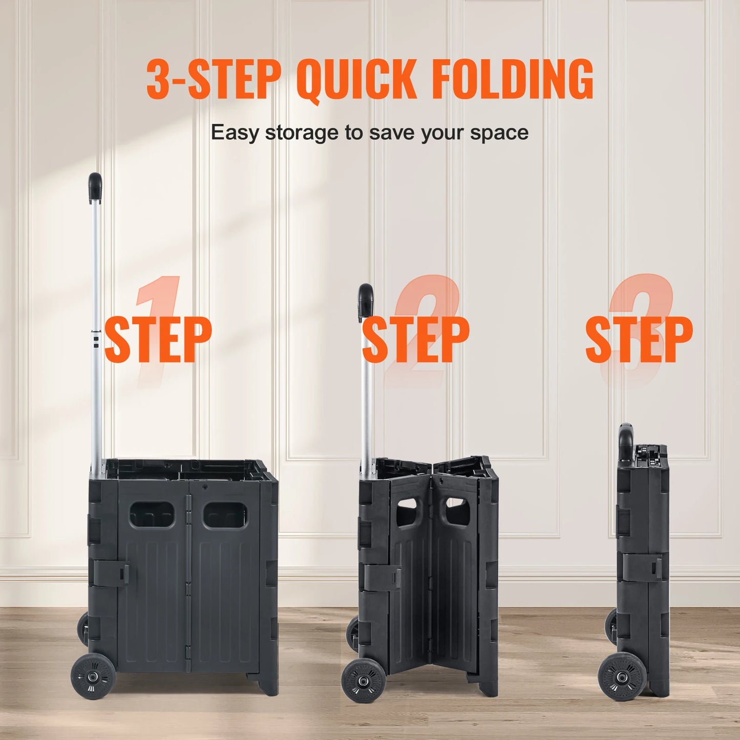 NONEDynamic Foldable Utility Shopping Cart With Telescope Handle
