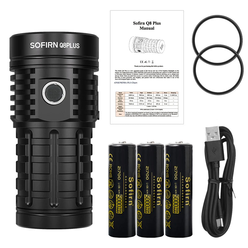 Sofirn Q8 Plus 16000lm LED Flashlight USB C Rechargeable