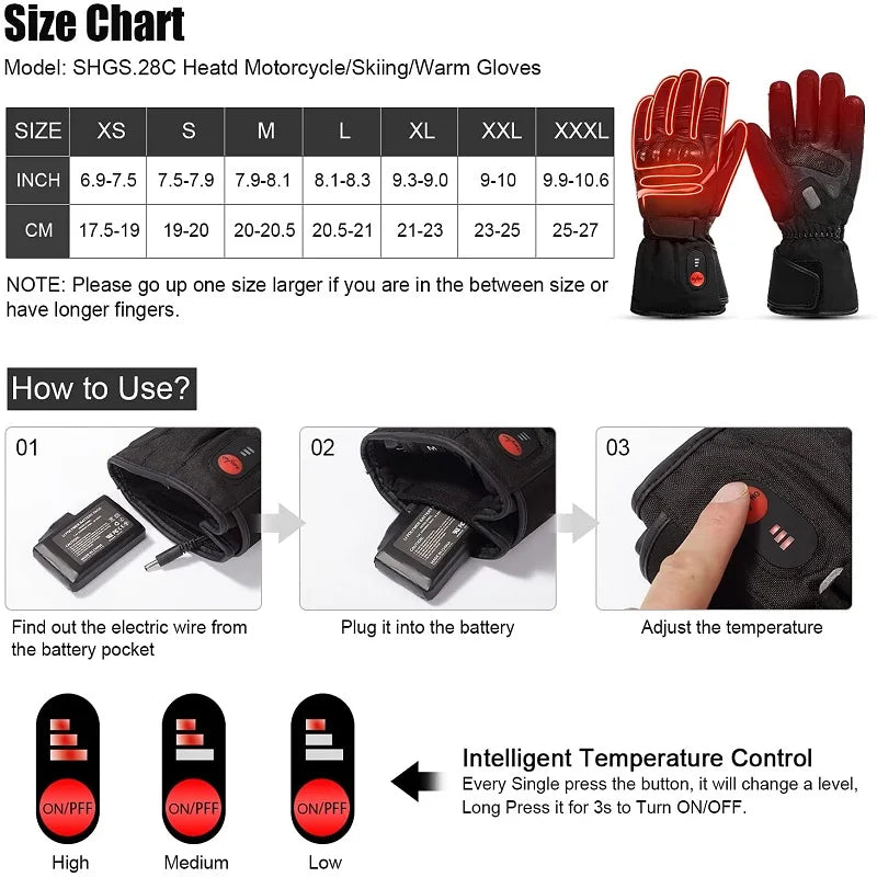 Savior Heat Winter Motorcycle Heated Gloves Waterproof