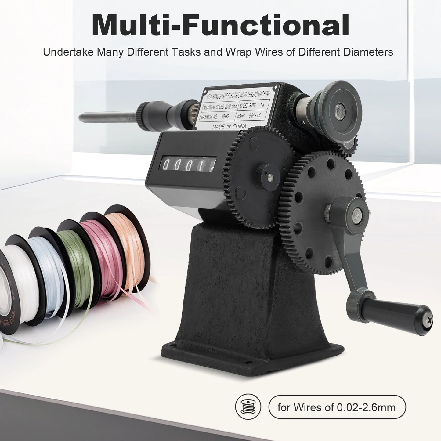 Fishing Line Spooler With Counting Machine Cast Iron Frame