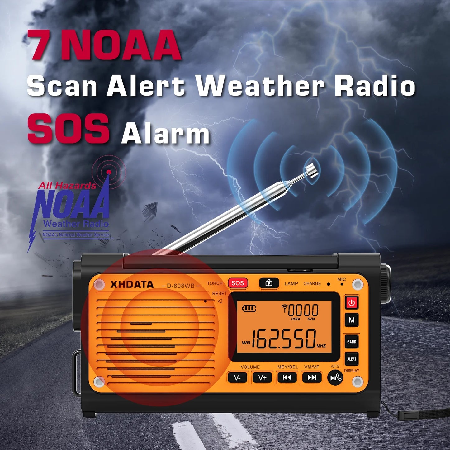 XHDATA D 608WB Emergency Crank Weather Radio FM AM NOAA