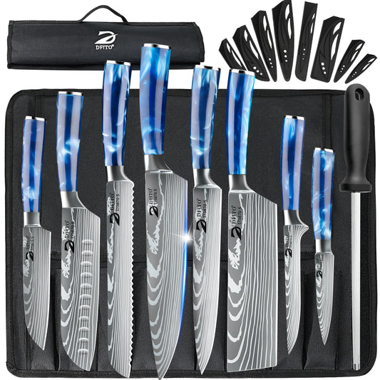 ZENG Chef Knife Set Kitchen Knives Santoku With Cover