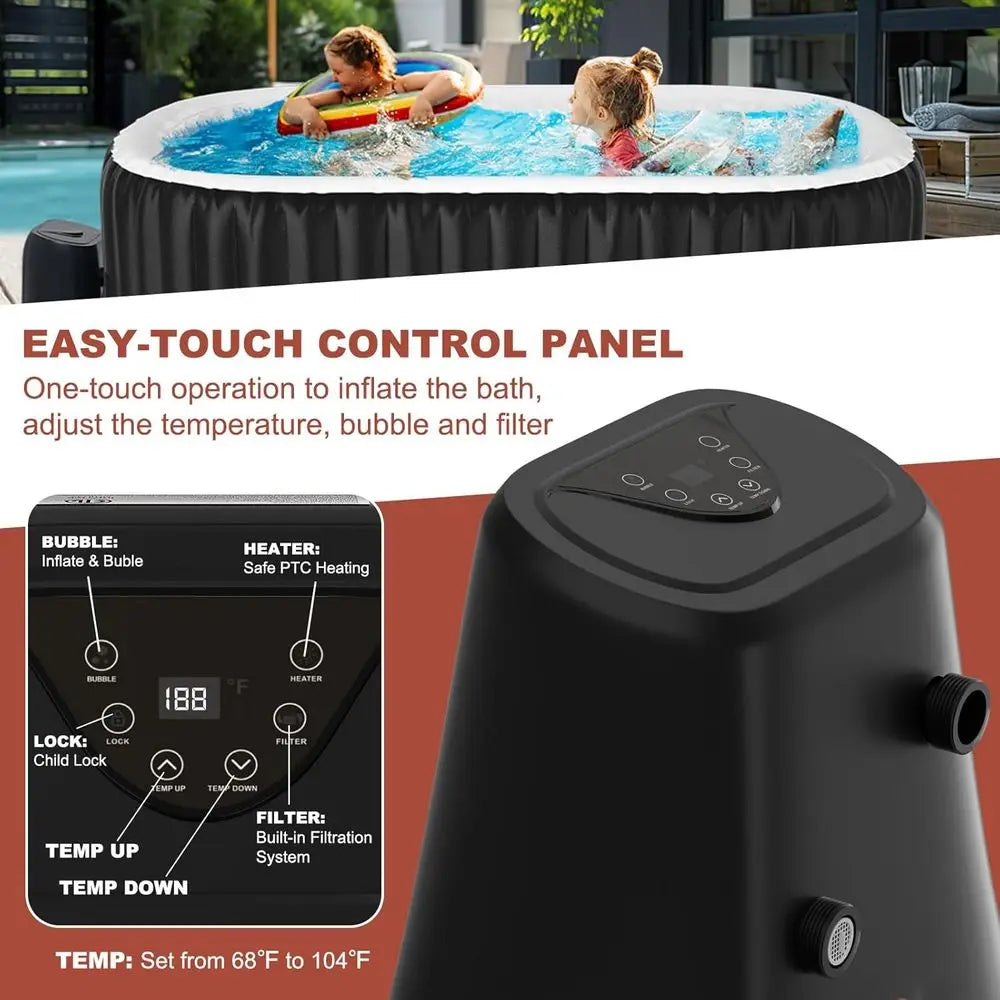 Inflatable Oval Hot Tub With 100 Bubble Jets And Heater