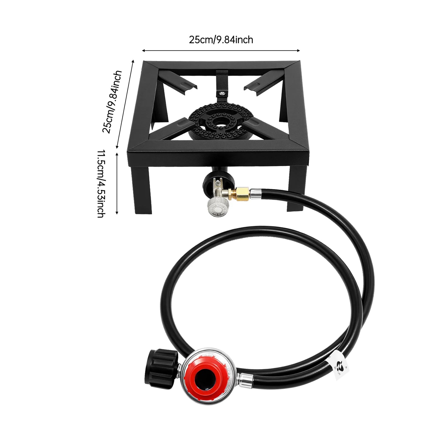 Portable Double Burner Outdoor Gas Stove With Adjustable 0-10 PSI Regulator Hose