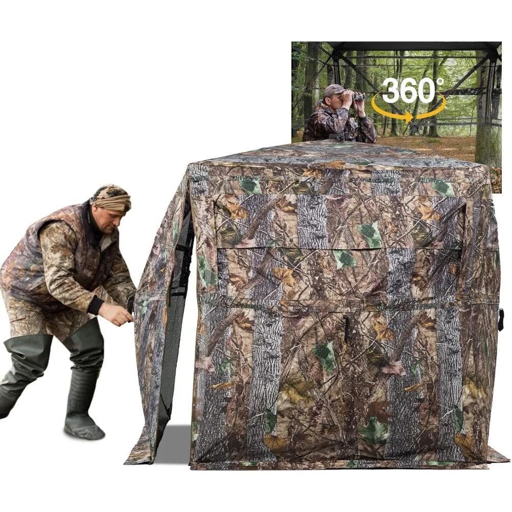 270 360 Degree See Through ConcealedCamouflageTechnology Ground Blind With PortableShelter