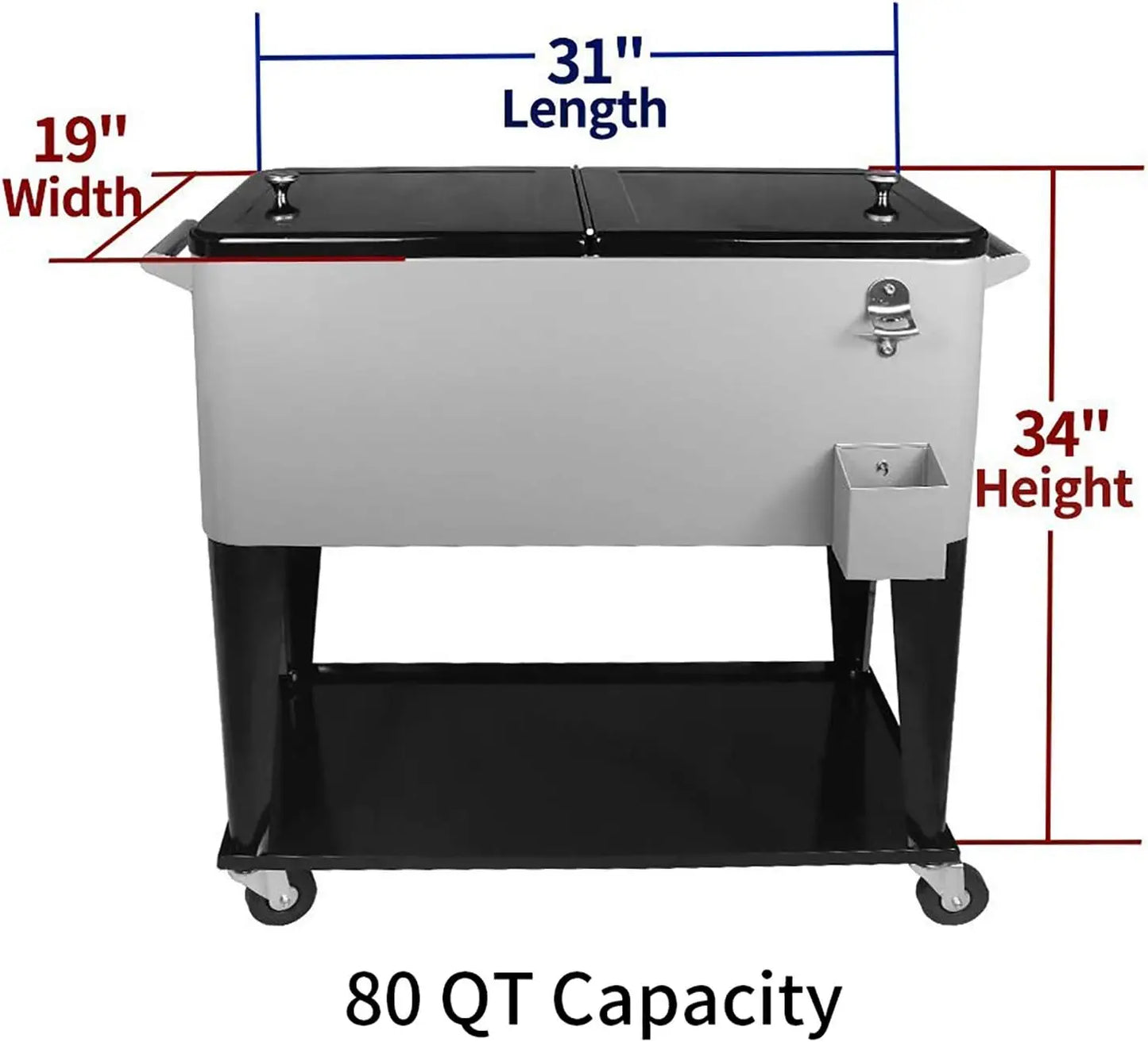 XMSJBuckets Coolers And Holders Rolling Cooler Cart For Outdoor Use