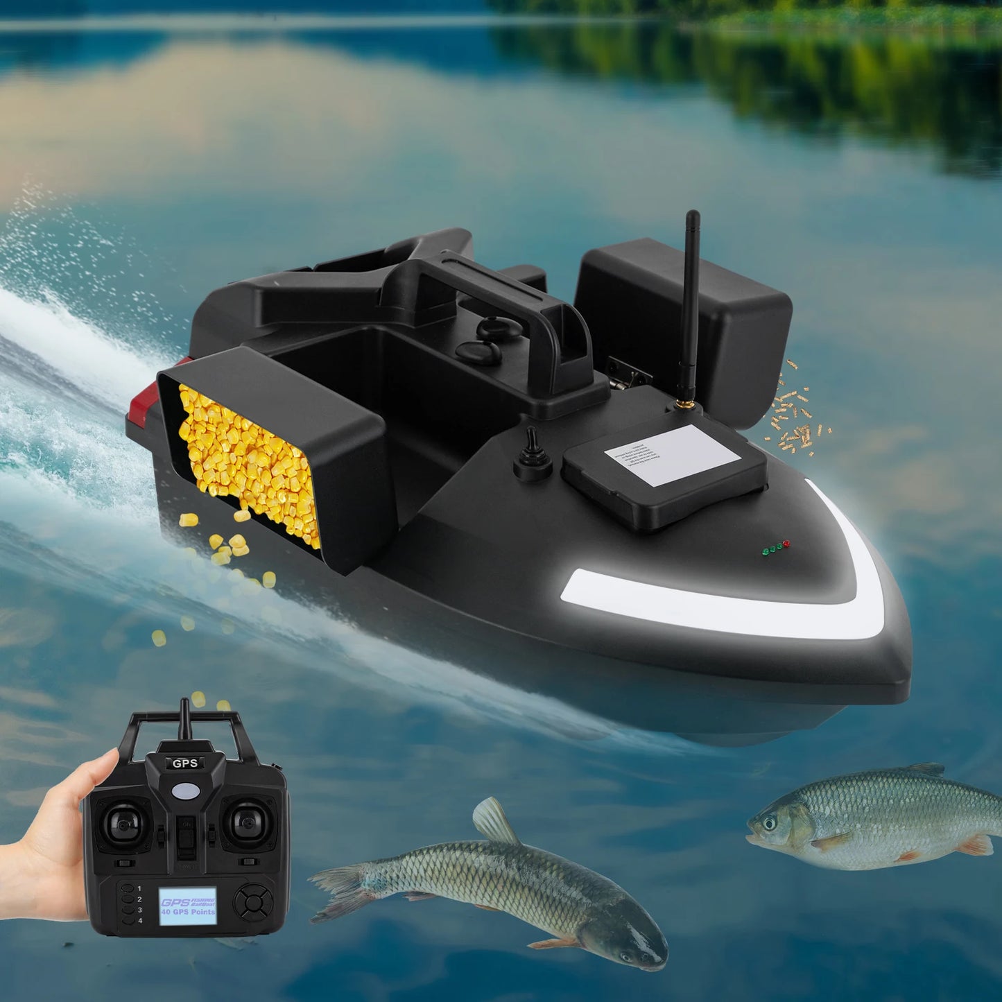 Control Distance Rechargeable Bait Boat With GPS And Remote 500m