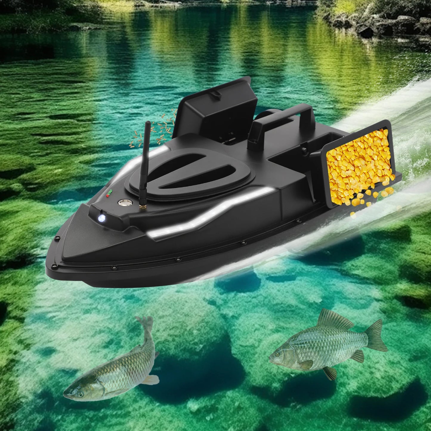 Double Bait Hooper Bait Boat Battery And Remote LCD