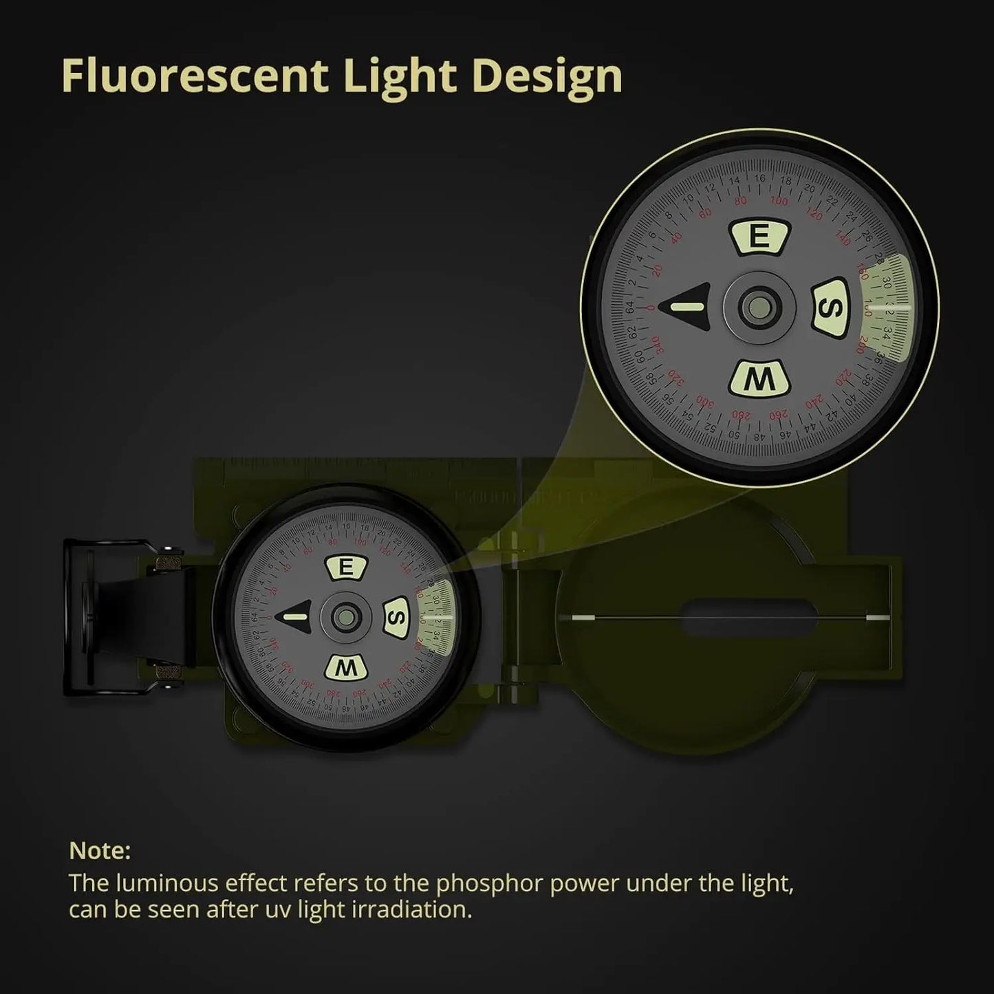 Carrying Military Compass With Clinometer Waterproof Lensatic