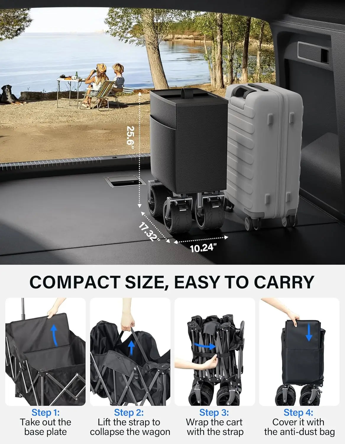 Heavy Duty Collapsible Wagon Cart 440 Lb Load Foldable Beach Garden