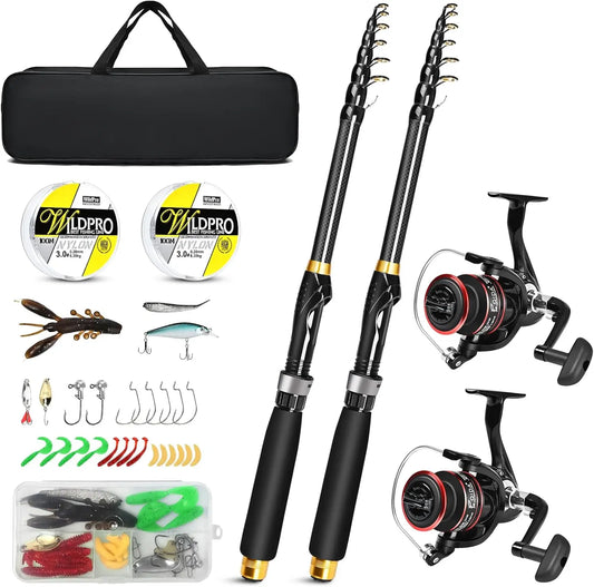 Telescopic Carbon Fiber Fishing Rod And Reel Combo With Accessories