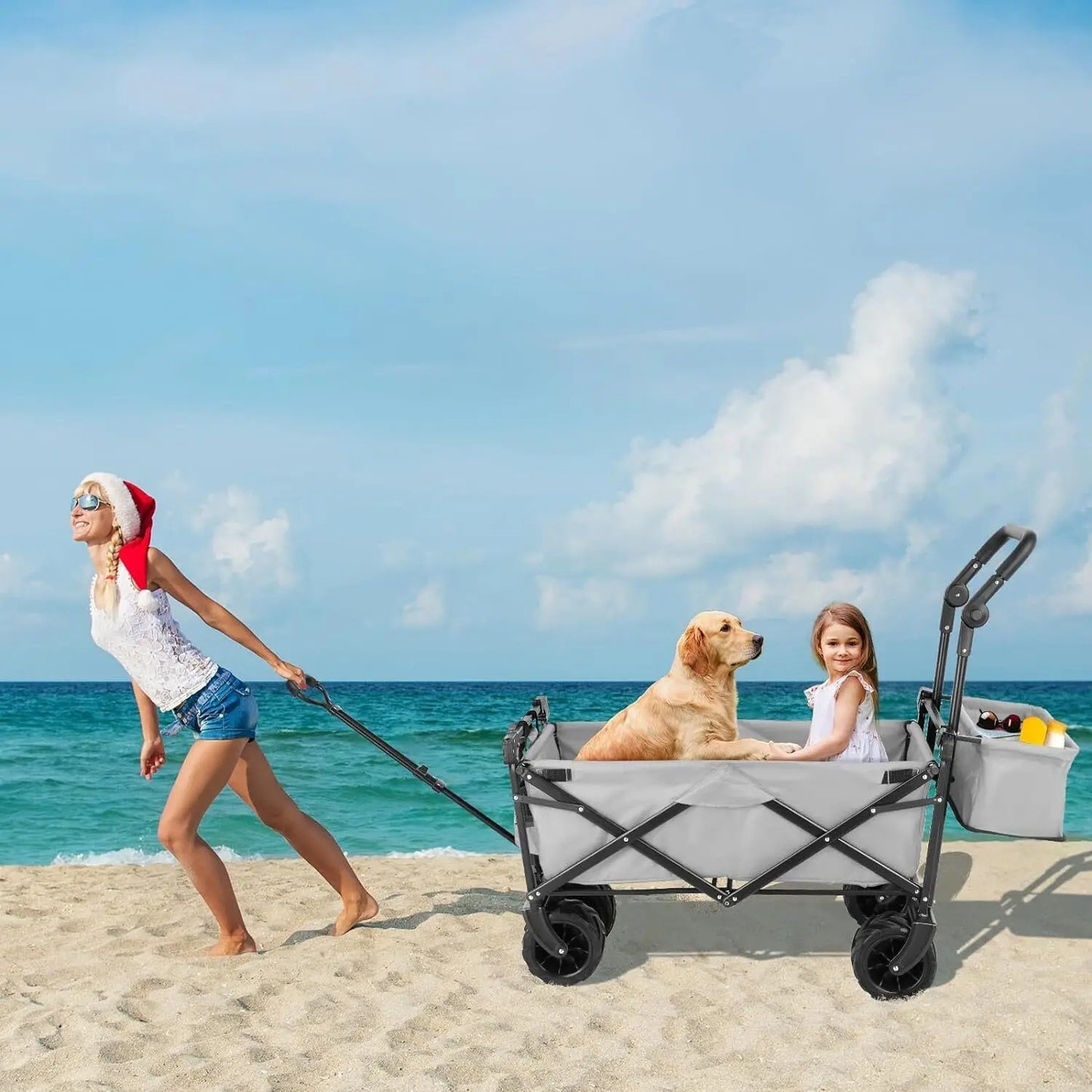 262L Collapsible Garden Cart With Removable Canopy Off Road Wheels