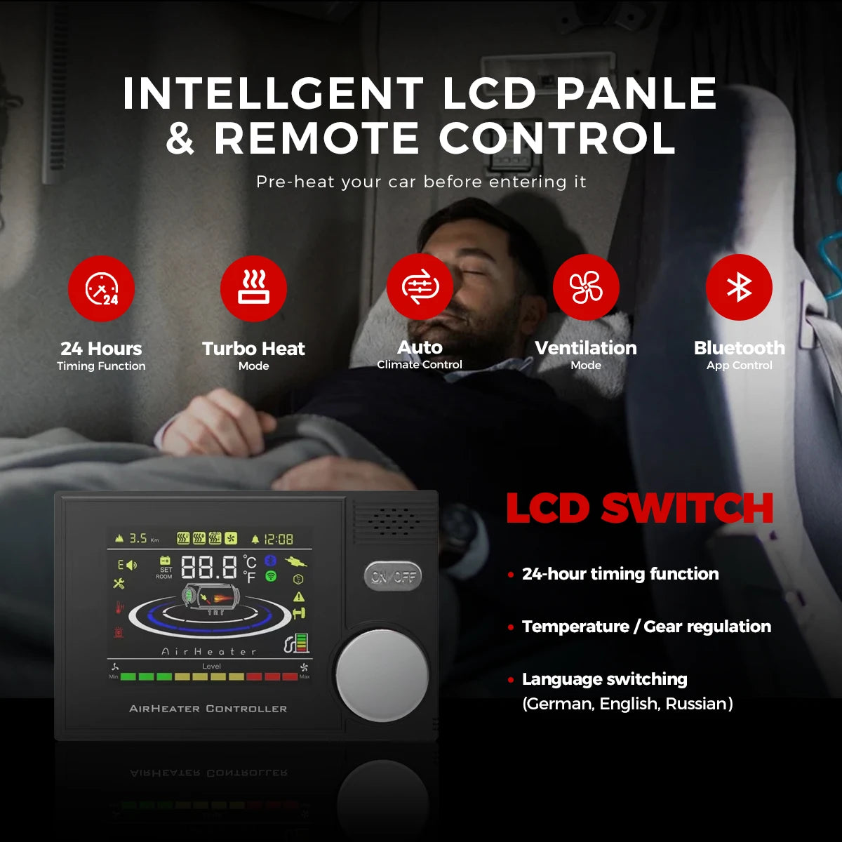 Sunster 8KW Diesel Air Heater with APP Remote and LCD Monitor for Vehicles and Home