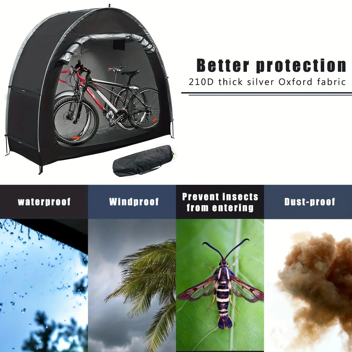 Outdoor Storage Bicycle Shelter Foldable Waterproof Tent For Road Bikes